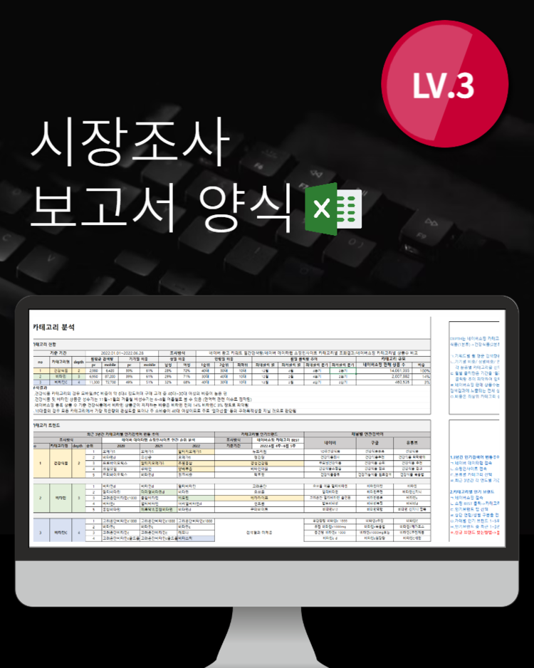 Lv.3] 시장조사 보고서 양식 (Excel) : 온엠디