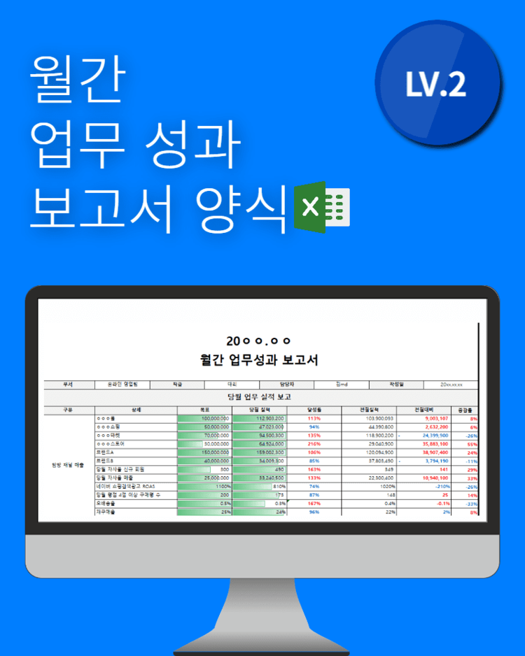 Lv.2 ] 월간 업무성과 보고서 양식 : 온엠디