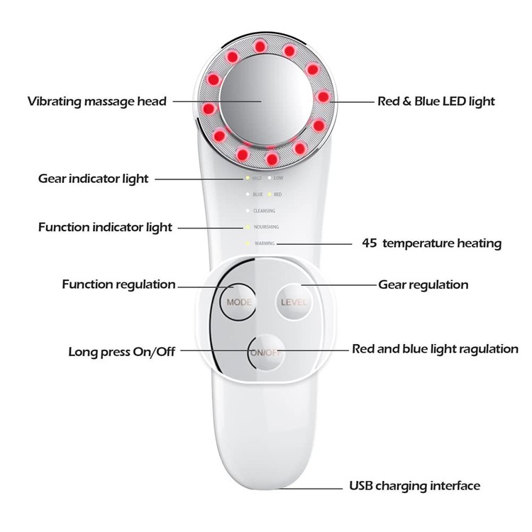 갈바닉 페이셜 머신 페이스 마사지기 7 in 1 스킨 케어 도구 고주파 페이셜 머신 / Galvanic Facial