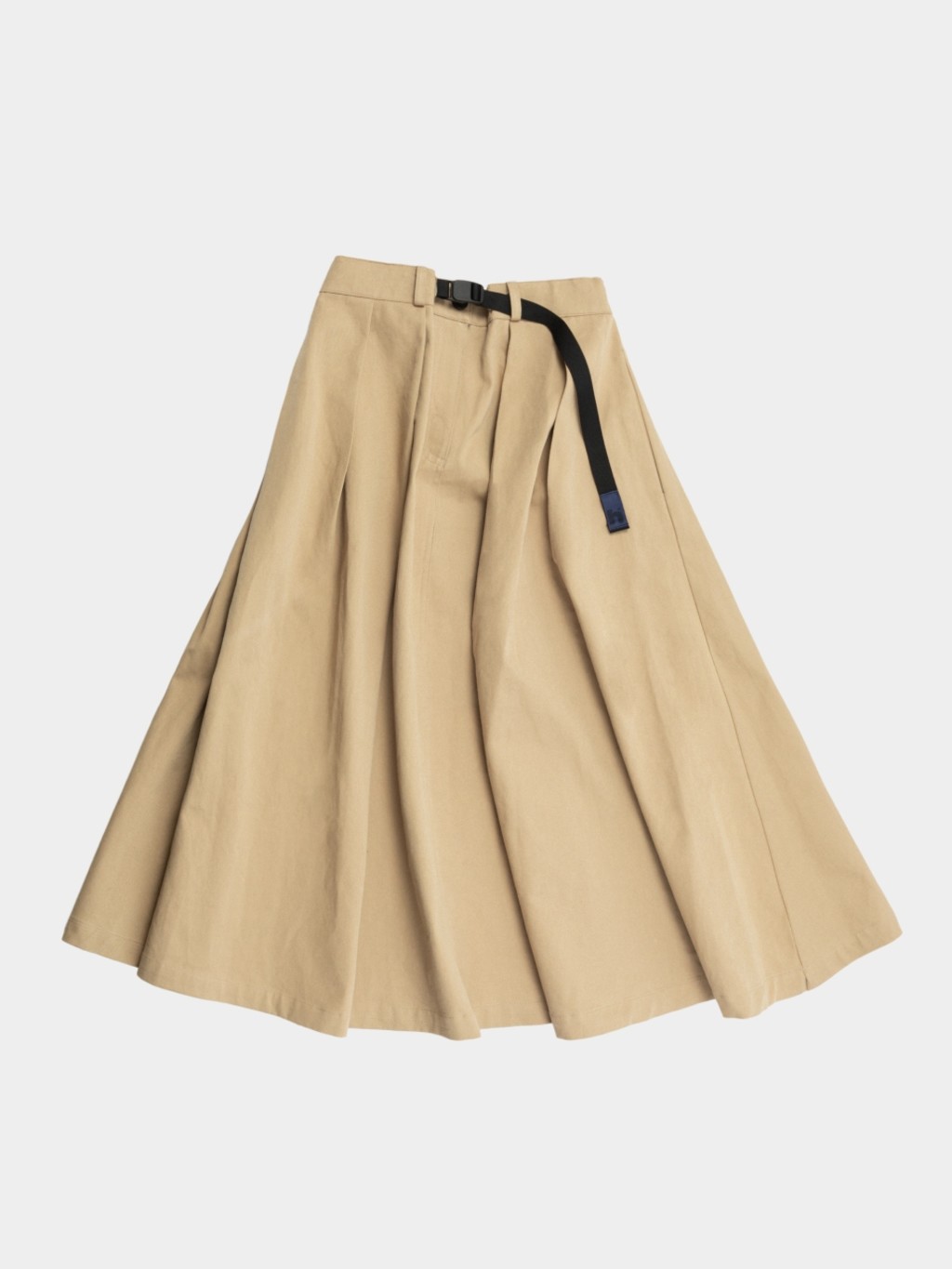 Relax Belted Flare Skirt (Beige)