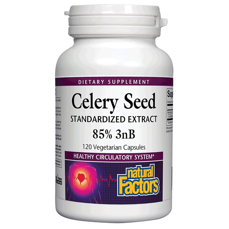 네츄럴팩터스 셀러리 씨앗 추출물 85 3nB 120캡슐 / Natural Factors Celery Seed Extract