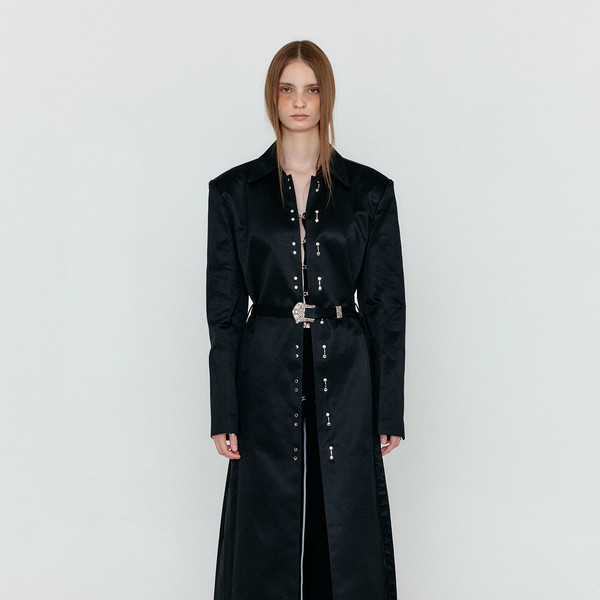 WALVIS Single-Breasted Trench Coat - Black : EENK SHOP