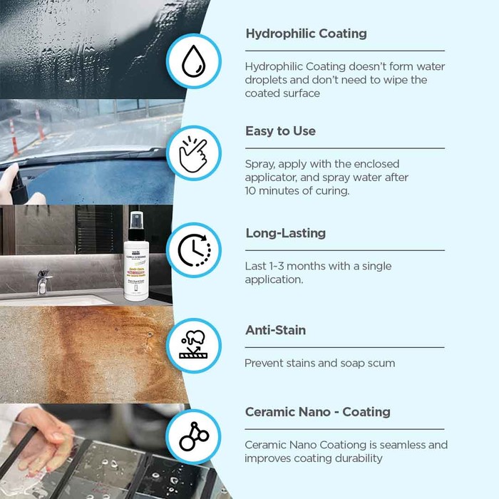 Ceracoat Ceramic self-cleaning coating: Hydrophilic vs/ Hydrophobic showed  on a window during rain 