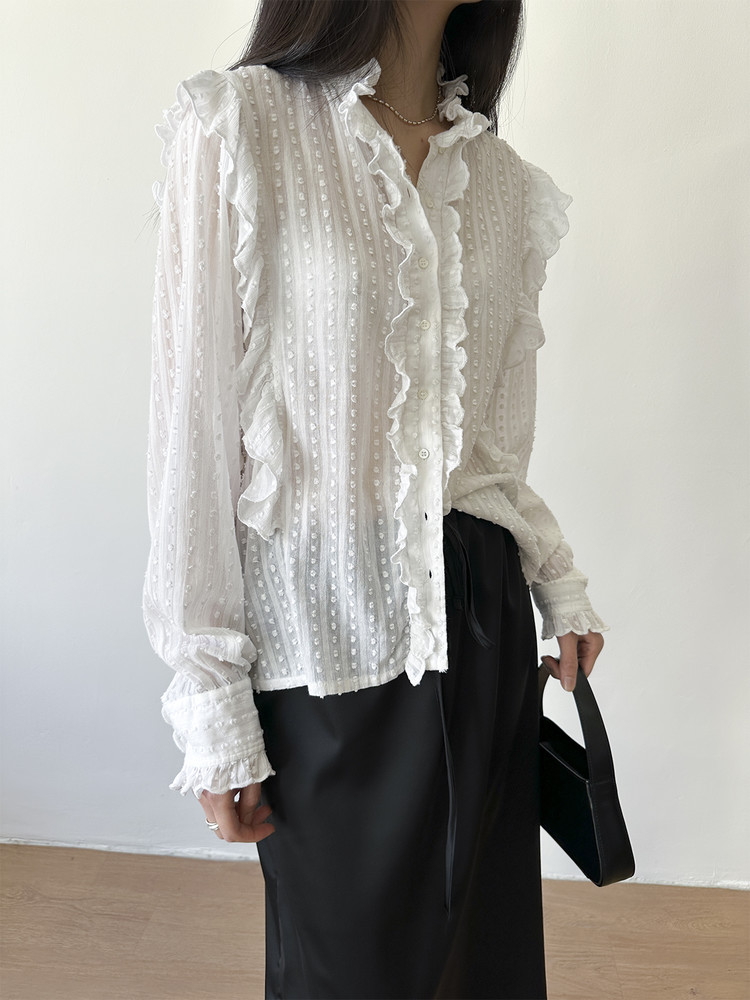 ISABEL MARANT ETOILE RUFFLE BLOUSE : Oaens