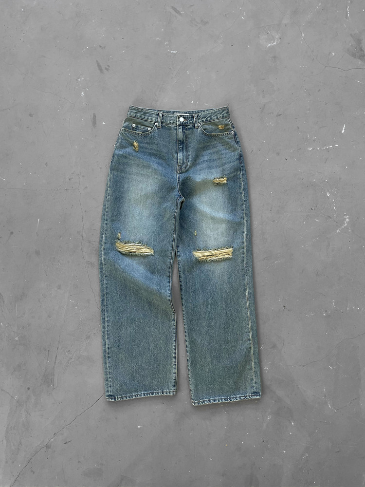 destroyed cut-up jeans vintage blue : LABEL ARCHIVE 라벨 아카이브