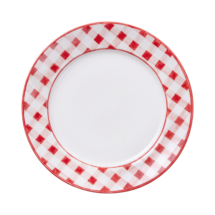 Red Check HandPainted plate(9in) 플레이트베이커리