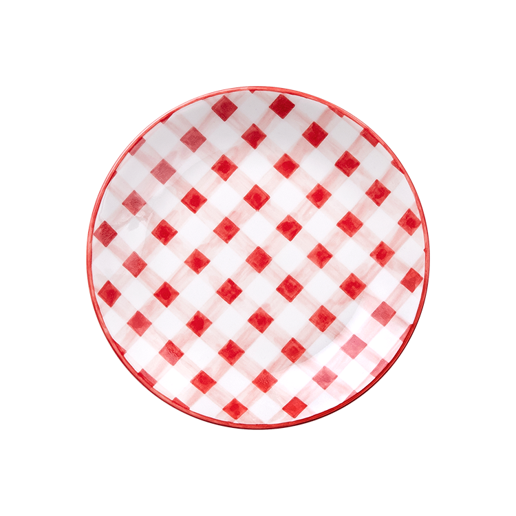 Red Check HandPainted plate (7in) 플레이트베이커리