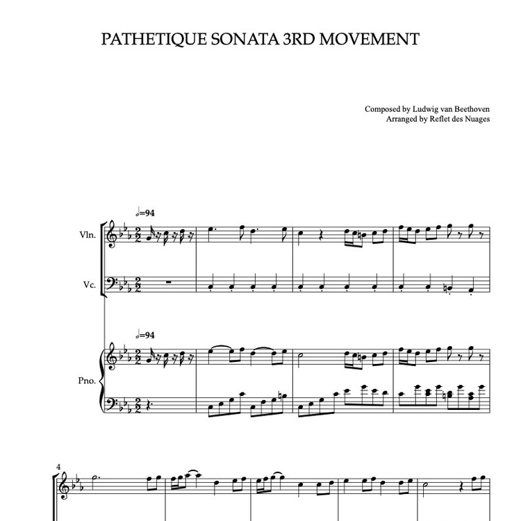 [TRIO SHEET MUSIC] Beethoven Pathetique Sonata 3rd Movement - Violin ...