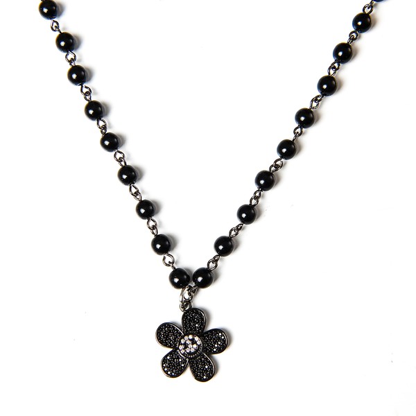 [TWENTYONEAUGUST] BLACK DAISY NECKLACE /スジさん着用 BLACK DAISY NECKLACE : twentyoneaugust