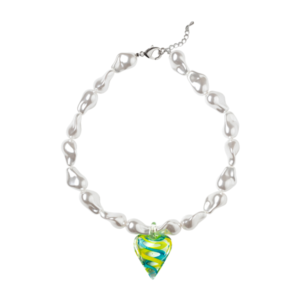 【HURJABOY】 Venetian heart glass pearl necklace (2 Colors) HURJABOY】 Venetian heart glass pearl necklace (2 Colors)