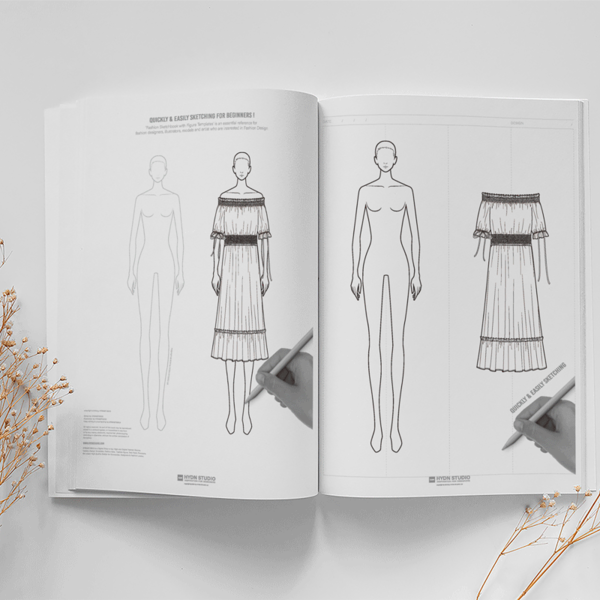 Fashion Sketchbook: The Book for Sketching Your Artistic Fashion Design  Ideas. Including 2 Women Line Shapes (Silhouettes) to Help You Ske  (Paperback)