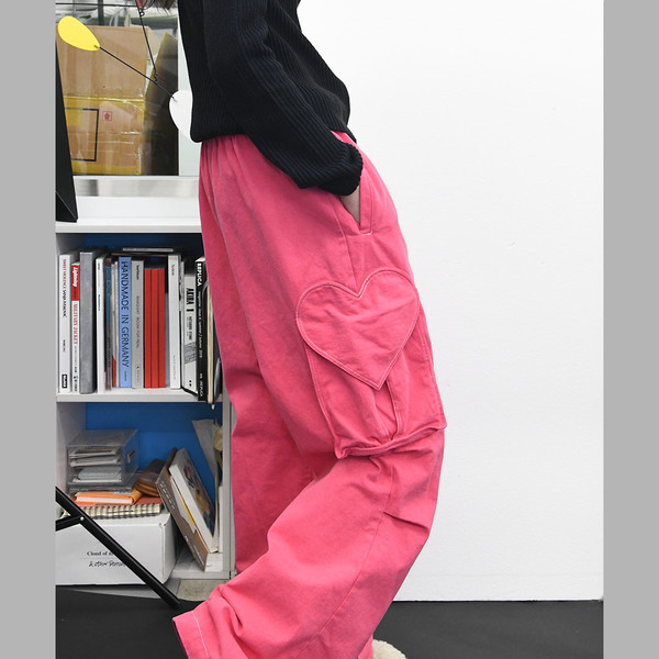 [THE MUSEUM VISITOR]★HEART POCKET DYEING PANTS HEART POCKET DYEING PANTS (PINK) : THE MUSEUM VISITOR