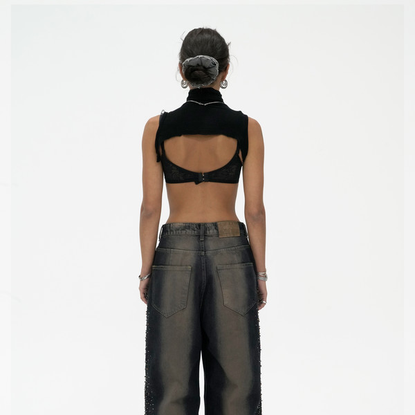 【604SERVICE】 BEADED U SHAPE WAIST JEAN ONLY 1 LEFT ] BEADED U SHAPE WAIST JEAN : 604SERVICE
