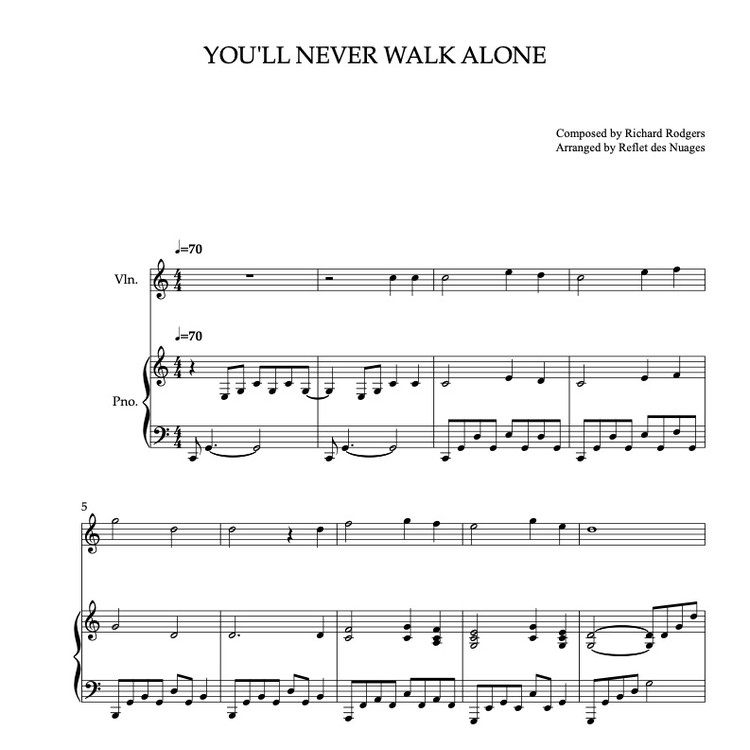 [DUET SHEET MUSIC] You'll Never Walk Alone - Violin And Piano Chamber ...