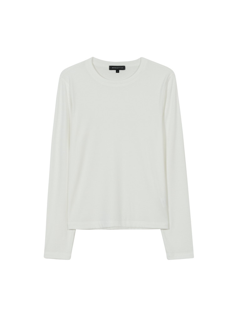 SILKY Long Sleeved T Shirt Cream White MODIATTICO