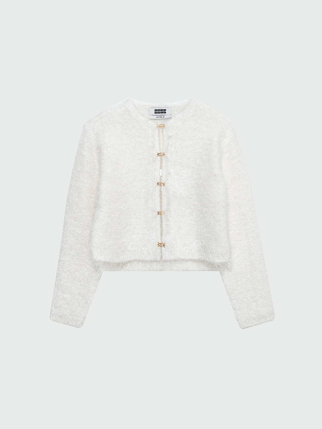 WOEBE Hairy Knit Cardigan - Ivory : EENK SHOP