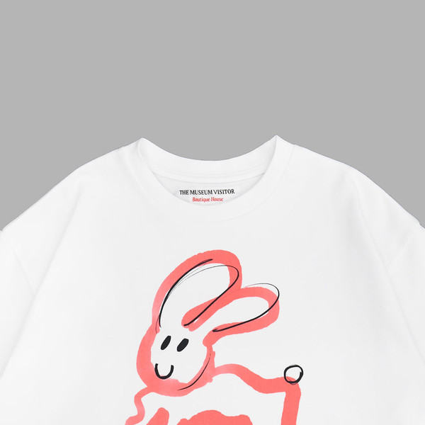 ★THE MUSEUM VISITOR★ RABBIT PRINTED TSHIRTS WHITE 08797 THE MUSEUM VISITOR] RABBIT PRINTED T-SHIRTS (WHITE) 正規品