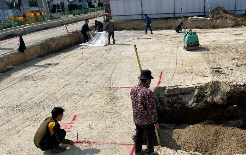 [맞춤배송주입] 맞춤배송주입 기초지반 보강공사 및 잡석지정 완료 : 맞춤배송주입공법 시공현장
