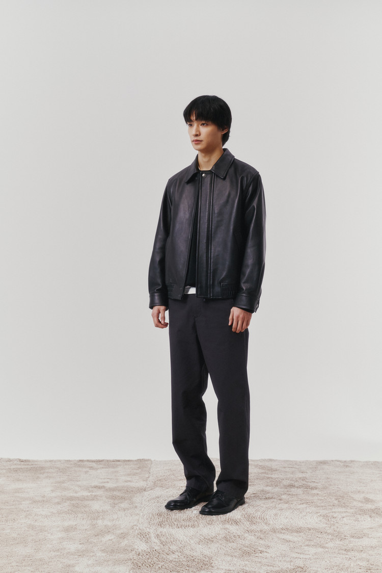 Steven Alan] Lambskin drizzler jacket (Black)