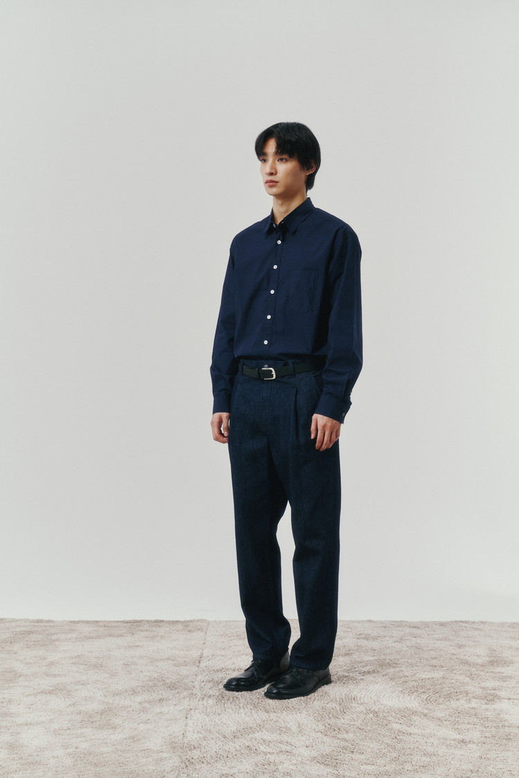 Steven Alan] Reverse seam shirt (Navy)