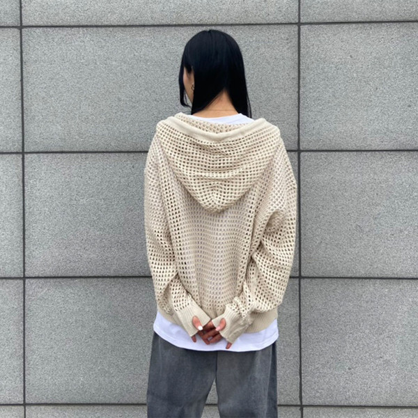 NKNIT mesh knit zip foodie - 通販 - okijinja.sakura.ne.jp