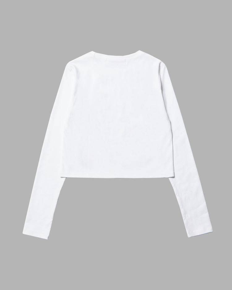 関税込★THE MUSEUM VISITOR★CRAYON ART PRINTED CROP SLEEVE CRAYON ART PRINTED CROP LONG SLEEVE (WHITE) : THE MUSEUM VISITOR