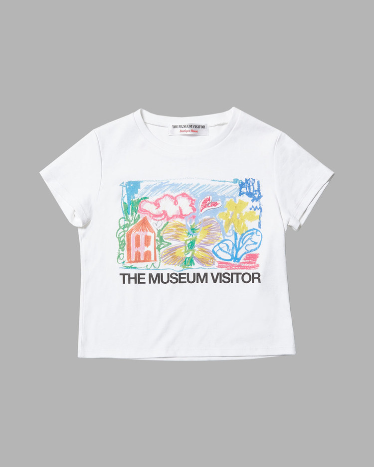 THE MUSEUM VISITOR_FLOWER VELVET PRINTED T-SHIRTS (WHITE)