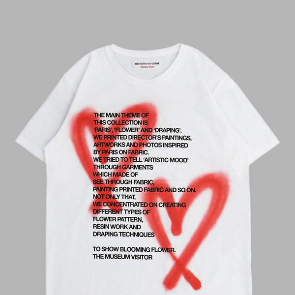 HEART SPRAYED T-SHIRTS (WHITE) : THE MUSEUM VISITOR