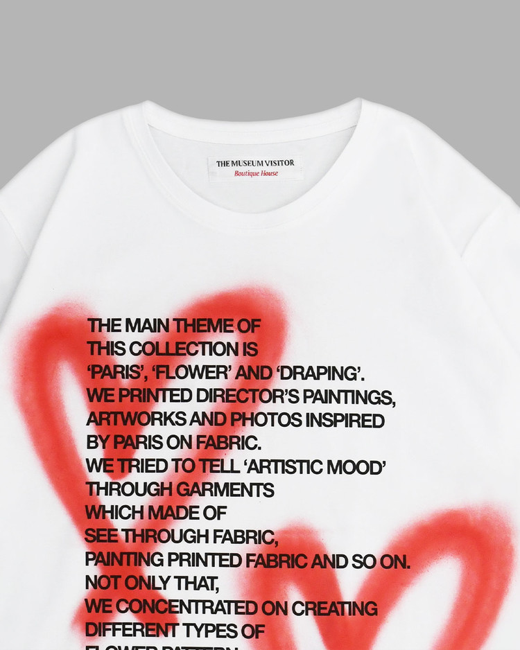 Tシャツ・カットソー THE MUSEUM VISITOR HEART SPRAYED T-SHIRTS WHITE HEART SPRAYED T-SHIRTS (WHITE) : THE MUSEUM VISITOR