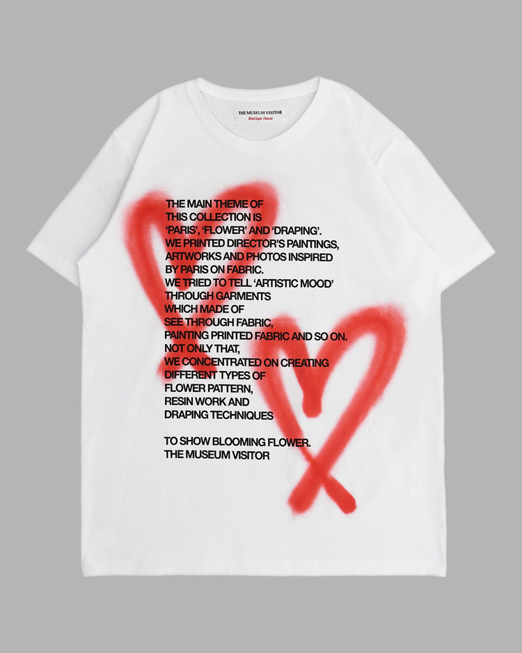 いラインアップ HEART SPRAYED T-SHIRTS (WHITE) : THE MUSEUM VISITOR トップス