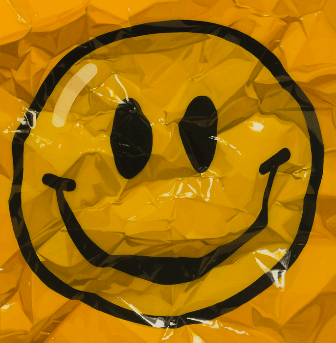 Crumpled angry smile, Oil on canvas, 80.3 x 80.3cm, 2017