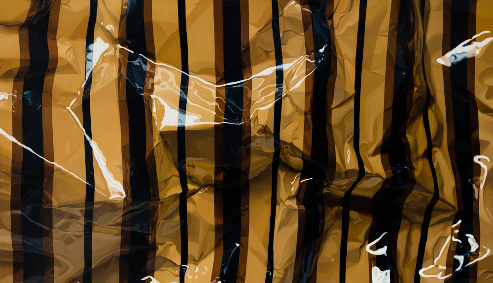 Crumpled ocher stipe, Oil on canvas, 115 x 193cm, 2016