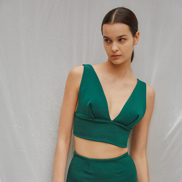 ★PLAGE_seoul★ Lip V-Neck Swim Set_Green Olive Green Deep V Neck One-Piece – LOGINSUMMER