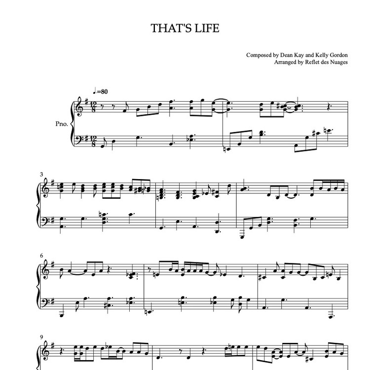 [PIANO SOLO SHEET MUSIC] That's Life : MUSICALIBRA
