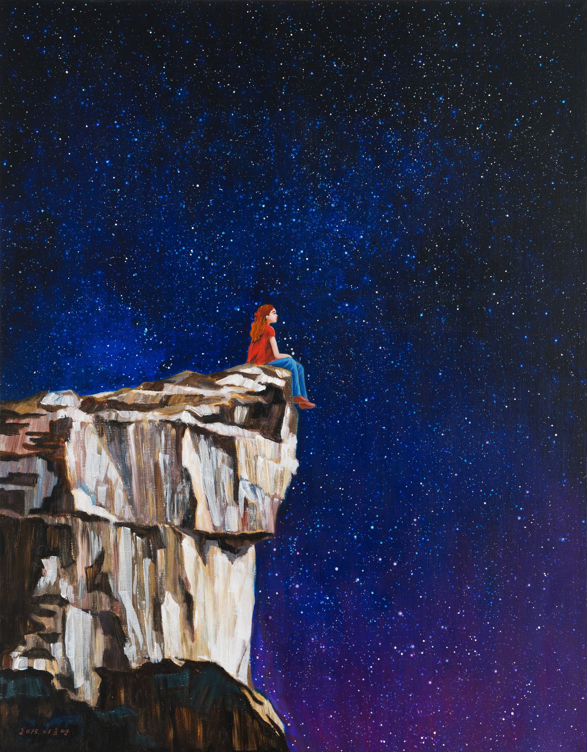 별이 우거진 하늘(Starry Night), Acrylic on linen, 116.8x91cm, 2015