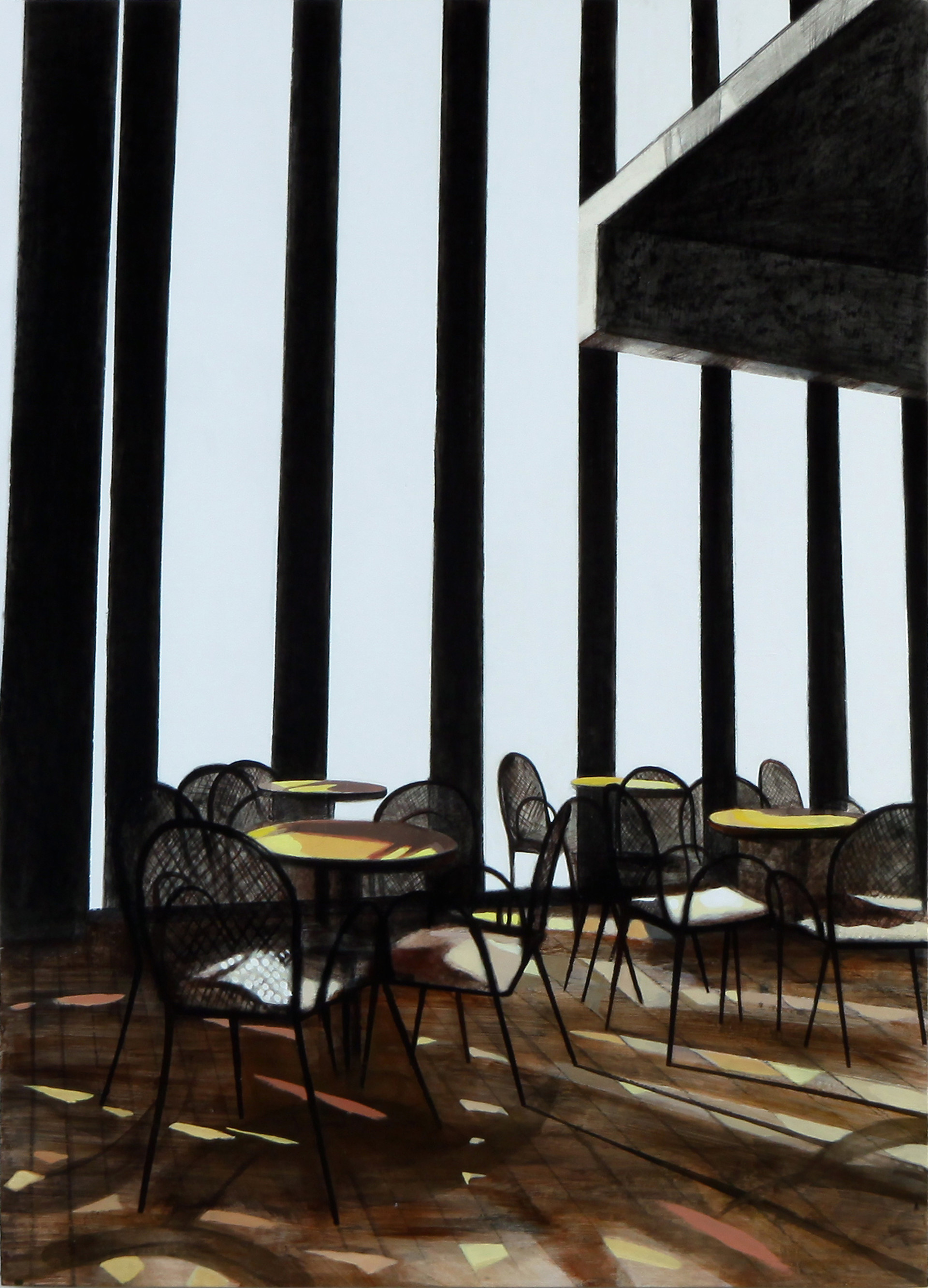 cafe Coffee Smith, conte on hardboard, mixed media,120×90cm, 2012