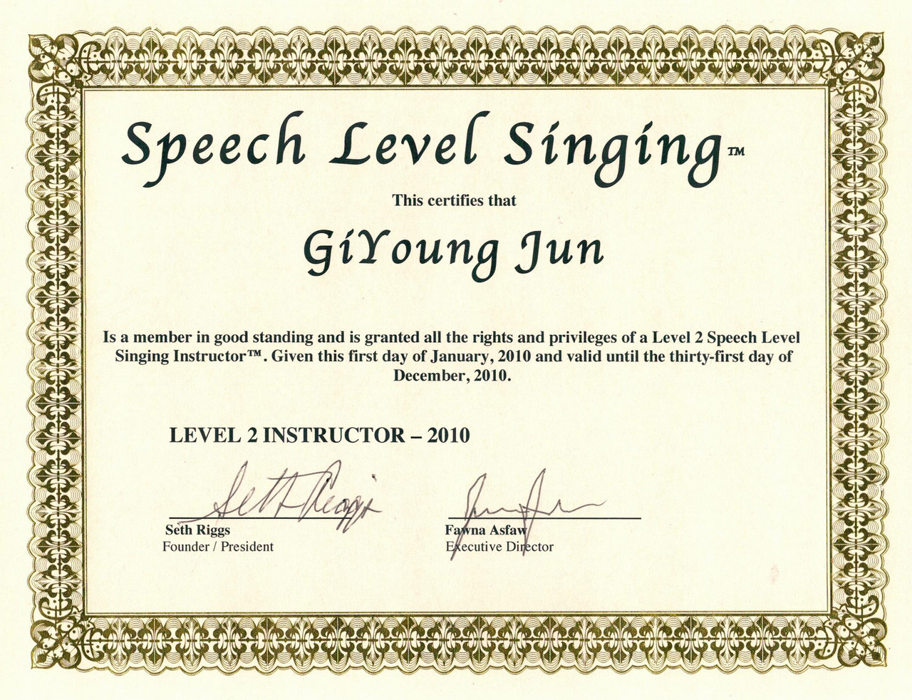 Speech Level Singing 2010