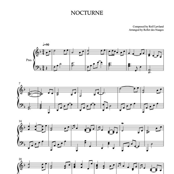 PIANO SOLO 楽譜] Secret Garden Nocturne ピアノ 編曲 楽譜