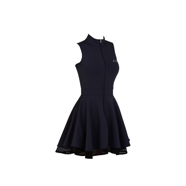 앞지퍼 더블 플레어 원피스 Zipper Double Flared Dress (Black) : en