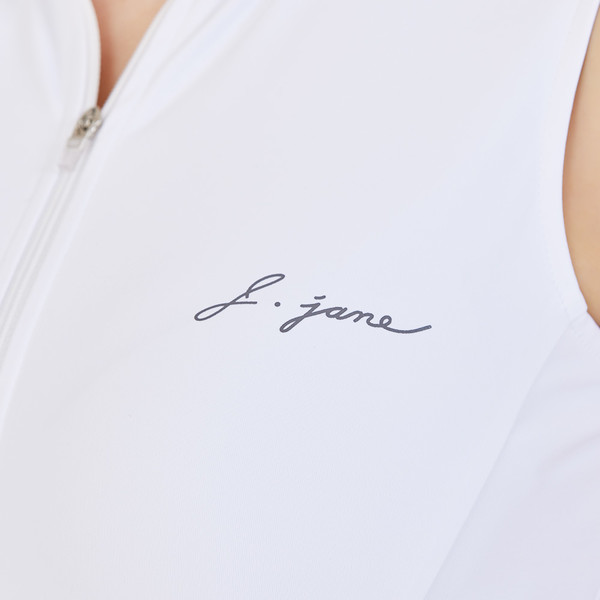 앞지퍼 더블 플레어 원피스 Zipper Double Flared Dress (White) : en