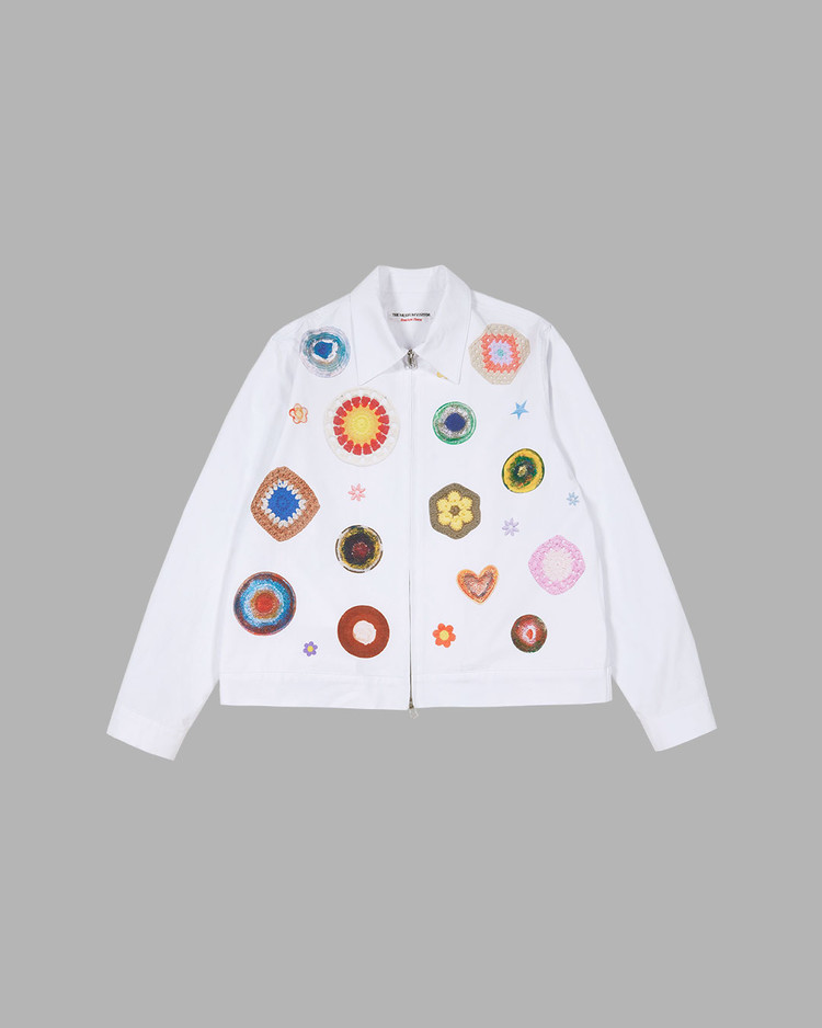 MULTI KNIT PATCH PRINTED SHIRTS JACKET (WHITE) : THE MUSEUM