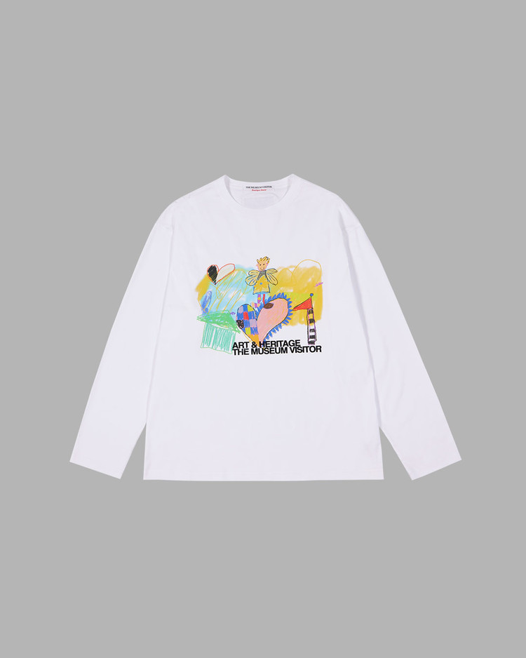 THE MUSEUM VISITOR_FLOWER VELVET PRINTED T-SHIRTS (WHITE)