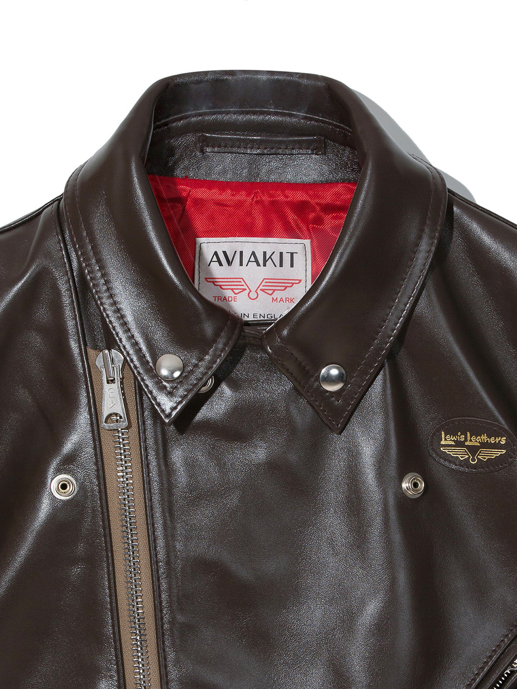 441 Cyclone / Regular Fit/ Red Satin / Brown : HIDE/AND/RIDE