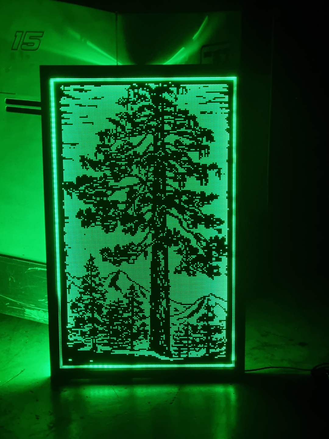 나무 디자인 액자 후면 LED등 설치  (그린)