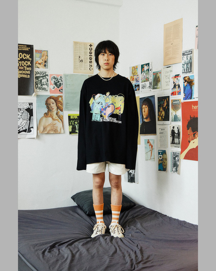 【THE MUSEUM VISITOR】FULL PRINTING LONG SLEEVE (BLACK) CHILD DRAWING LONG SLEEVE (BLACK) : THE MUSEUM VISITOR