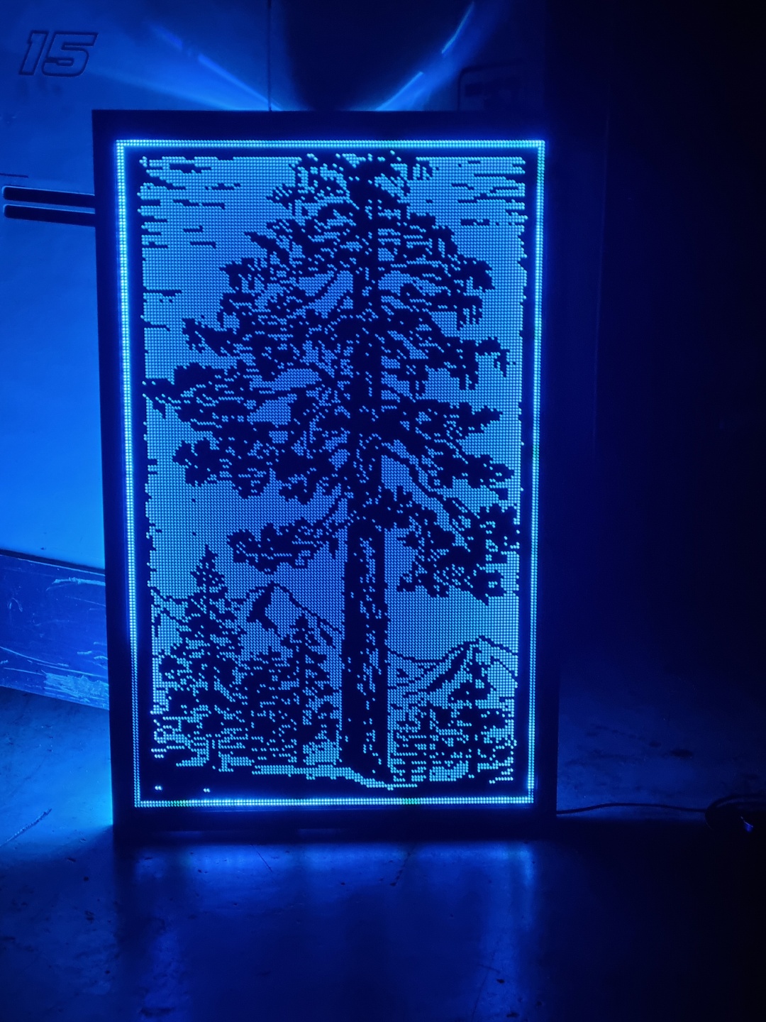 나무 디자인 액자 후면 LED등 설치  (블루)