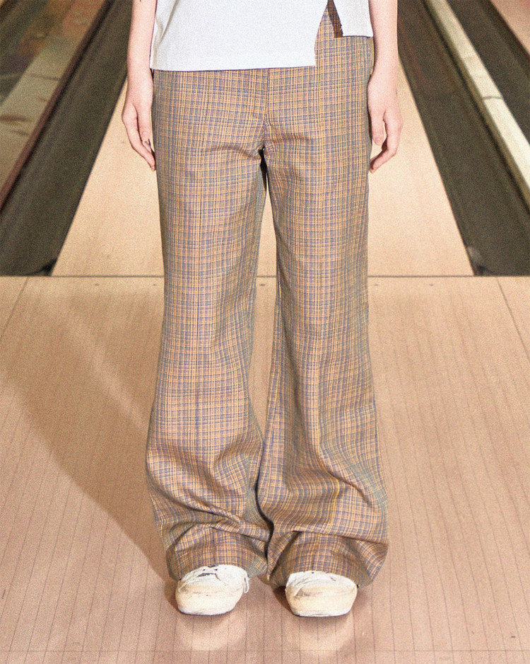 23 small checked boot-cut pants : Loerails