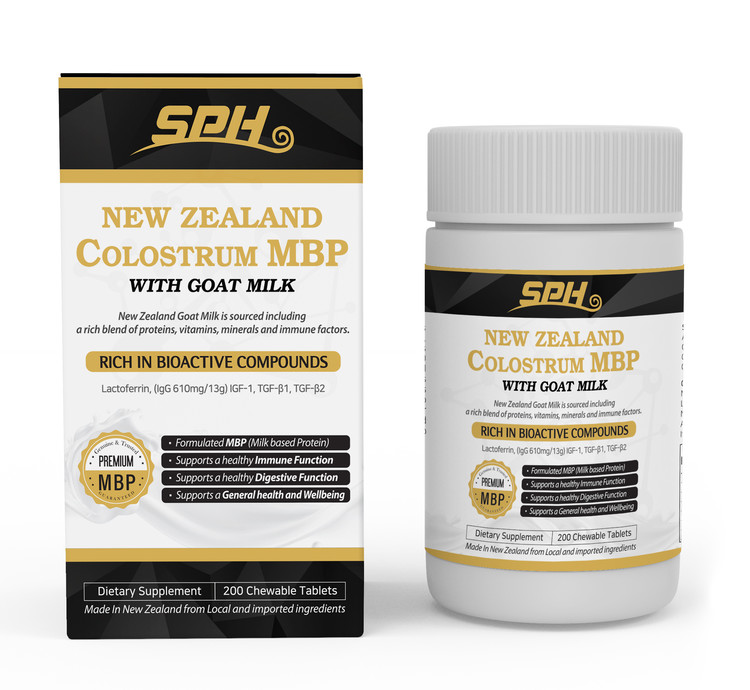 Sph new zealand colostrum mbp with goat milk 200 chewable tablets sph