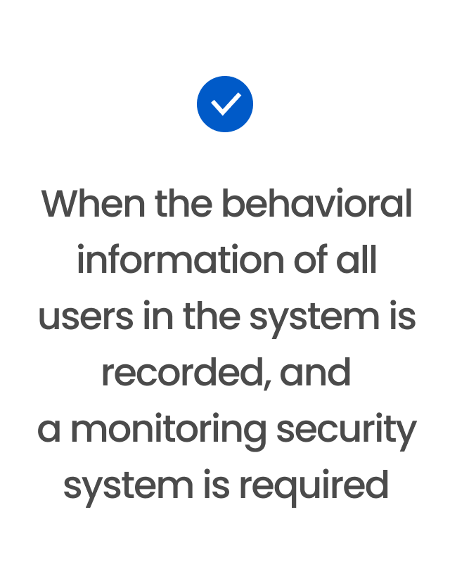 When the behavioral information of all users in the system is recorded, and a monitoring security system is required