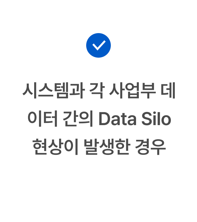 시스템과 각 사업부 데이터 간의 Data Silo 현상이 발생한 경우